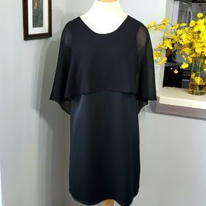 HALSTON BLACK CAPE DRESS, coctail party. NWT, Size medium. Mini..to midi.